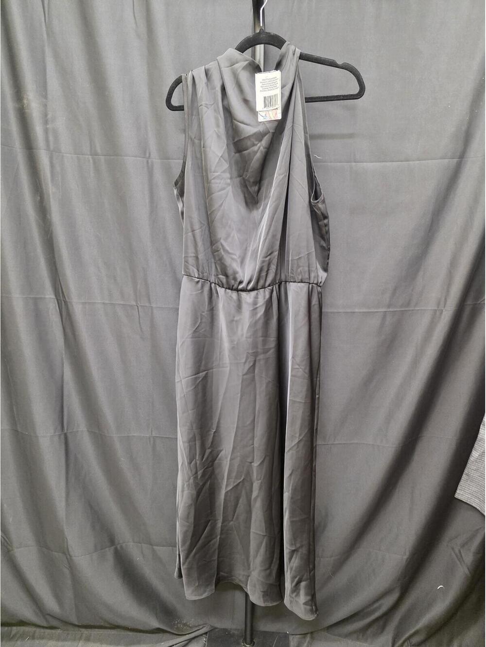 PRETTYGARDEN SATIN SLEEVELESS MOCK NECK COCKTAIL MAXI DRESS BLACK XL